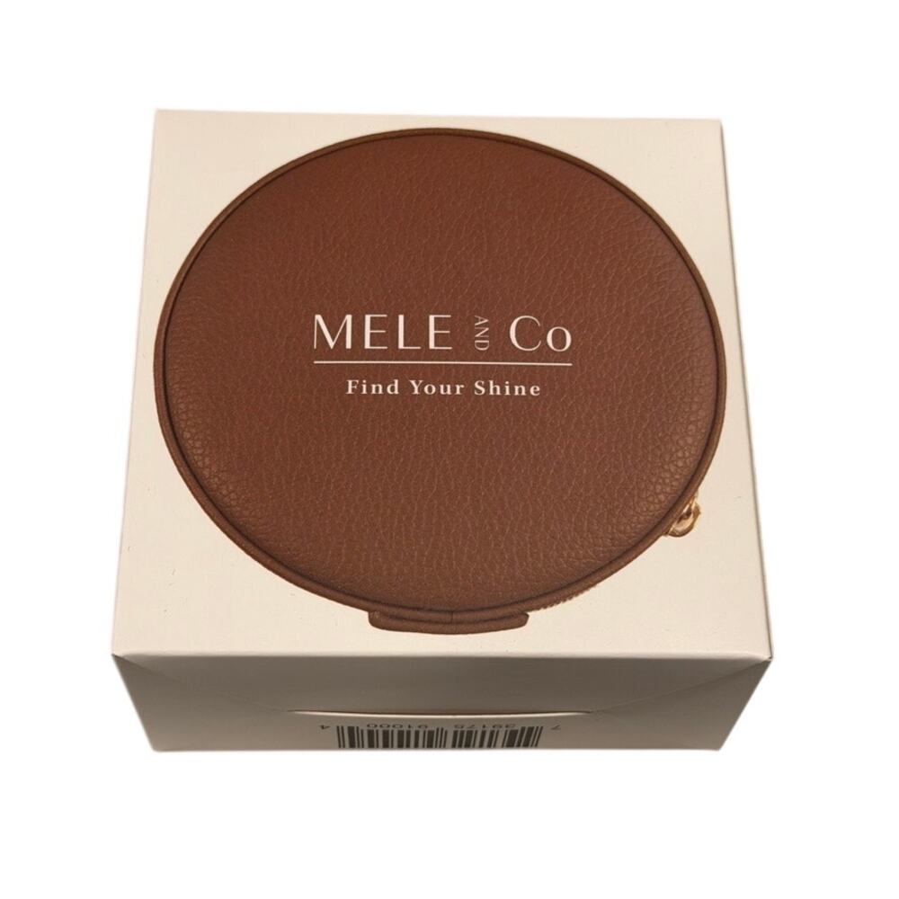 Mele & Co Passage Round Travel‎ Jewelry Case Brown PU Leather Zippered Organizer